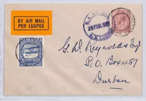 SOUTH AFRICA Air Mail 1925 Somerset West Durban Cover {samwells-covers} ZC301 - Picture 1 of 8