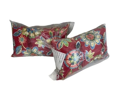 Lote de 2 Almohadas Lumbares 20x13 Pulgadas Patrón Floral Daelyn Cereza Nuevas en Paquete Foto 1 de 4