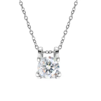 Collar Colgante Acero Inoxidable con 8mm Redondo Moissanita Natación Agua de Mar Joyería Foto 1 de 4