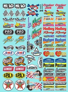 WHITE VINYL Sticker Gang SHEET 26-R/C MODEL Decals 1/12-1/10-AXIALTRAXXASKYOSHO - Picture 1 of 16