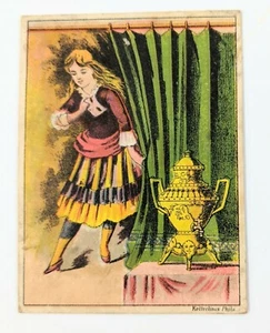 VICTORIAN TRADE CARD DILLWORTH'S COFFEE Ketterlinus Philadelphia Girl Karaffe - Bild 1 von 2