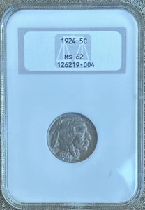 1924 P Buffalo Nickel NGC MS-62 - Picture 1 of 4