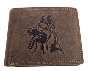 Echt Leder Geldbeutel Schäferhund Rustikal - Büffelleder Hund Hundefreund - Bild 1 von 5