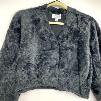 & Other Stories Cárdigan Negro Recortado Piel Sintética LS Botones Cubiertos Talla Pequeña  Foto 1 de 4