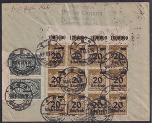 75777) PLATTEN-OBERRAND ACHTERBLOCK Mi.-Nr. 281 POR a. Brief Charlottenburg 1923 - Picture 1 of 2