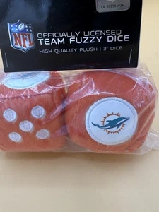NFL Miami Dolphins , Soft Plush Fuzzy Dice [NEW] Car Auto Mirror Truck String - Picture 1 of 2