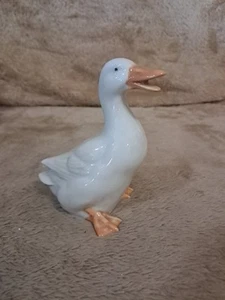 Vtg Otagiri Porcelain Bird Duck Goose Figurine White Orange 5" - Picture 1 of 9