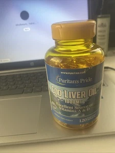 Cod Liver Oil 1000 mg - 120 Rapid Release Softgels Puritan’s Pride Vitamins A D - Picture 1 of 3