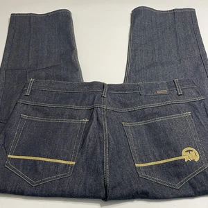 Jeans holgados vintage Y2k La Meca para hombre 44x32 azul lavado oscuro patinador grunge pierna ancha - Imagen 1 de 9