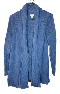 Vintage L L Bean Grobstrick Cardigan Pullover Blau Gr. Large Oversize Warm - Bild 1 von 10