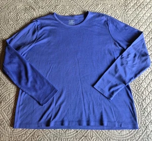 L.L. Bean Misses L Longsleeve Cotton T-shirt Crew Neck Periwinkle Blue - Picture 1 of 7