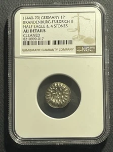 Germany (Brandenburg) ND (1440-70) Pfennig Coin: Fredrich II-NGC AU Details - Picture 1 of 4