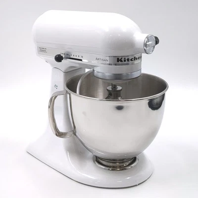 KitchenAid Artisan Series Mezclador de pie con cabezal inclinable de 5 cuartos de galón blanco KSM150PSWH Foto 1 de 4