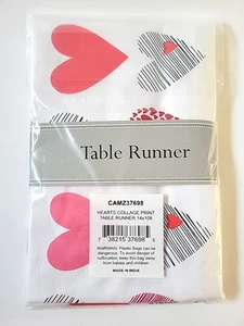 DII Hearts Collage Table Runner 14x108 Design Imports Brand New Tablecloth - Picture 1 of 2