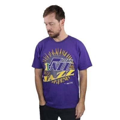 Vtg 1993 Utah Jazz Splash T Shirt Mens L Purple NBA Basketball Tee Single Stitch - Image 1 of 4