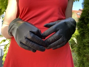 Elegante Lederhandschuhe Damen schwarz 7 - Bild 1 von 11