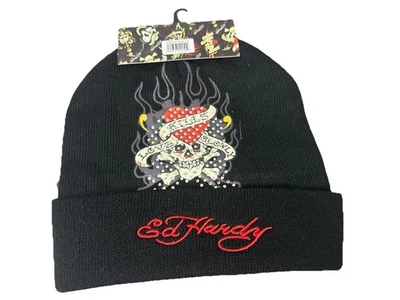 Ed Hardy Unisex’s Beanie Hats 2 packs Love Kills Slowly and Screaming Tiger New - Image 1 of 4