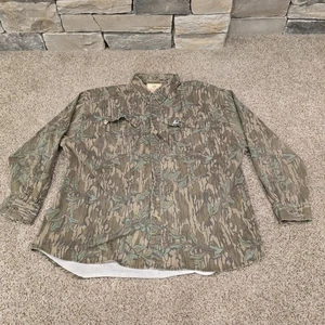 Vtg Mossy Oak Shirt Mens 3XL Greenleaf Camo Button Down Heavy Shacket Treebark - Picture 1 of 10