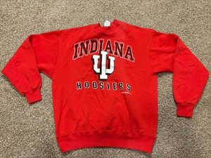 Felpa girocollo vintage Hanes anni 90 Indiana Hoosiers IU XL rossa - Foto 1 di 6