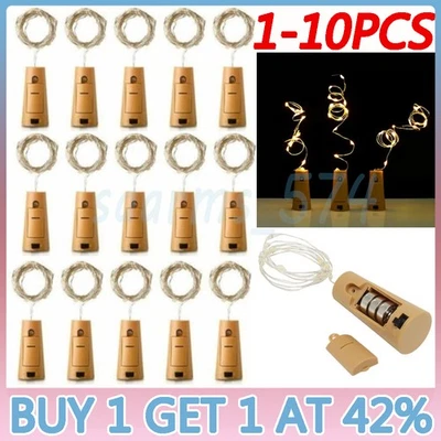 10 Pack Bottle Lights String Lights Wine Lights with Cork 2M 20 LEDs for Party - Image 1 of 4