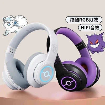 Cartoon Gengar RGB Bluetooth Headphones Headset Vulpix Eevee Wireless Earphones  - Image 1 of 4