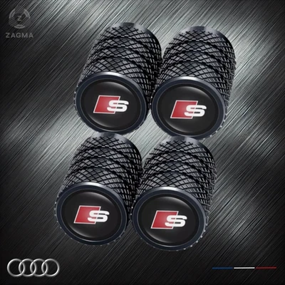 Set Of 4 Premium Metal Tyre Dust Valve Caps  For AUDI S Line  All Models - Image 1 of 4