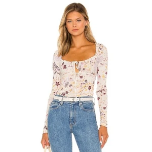 Free People Make It Easy Floral Top What's Your Shade Langarm Gr. Small NEU - Bild 1 von 6