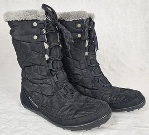 Stivali invernali Columbia Heavenly Omni Heat da donna taglia 9 neri impermeabili con lacci in pelliccia - Foto 1 di 8