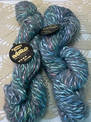 Noro Hokuto  Mohair/Wool Yarn Lot of 2 Black/Pastel Multi No 11 New Luxury Plied - Image 1 of 4