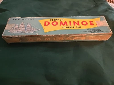 Clipper Dominoes Double Six Parker Brothers de colección en caja original Foto 1 de 3