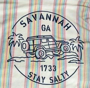 Bloom + Pop poncho women size S white with rainbow stripes "Stay Salty" - Picture 1 of 10