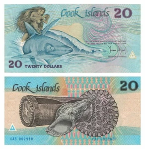 Cook Islands 20 Dollars (1987) - Ina and The Shark/p-5a, B105a Prefix CAS UNC - Picture 1 of 3