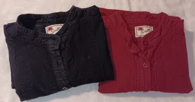 2 CAMISAS SCULLY RANGEWEAR WESTERN PARA MUJER X FRENTES PLISADOS NEGROS Y GRANATES Foto 1 de 4