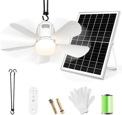 Solar Ceiling Fan Light, 20000mAh Portable Gazebo Fan with 30W Solar Powered Fan - image 1 of 4