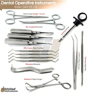 14 PCS BASIC DENTAL OPERATING INSTRUMENTS ORAL SURGERY TOOTH EXTRACTION SET KIT - Picture 1 of 12