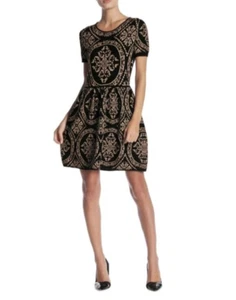 NWT Romeo & Juliet Couture Black Taupe Dress Womens Size Large Knit - Picture 1 of 12