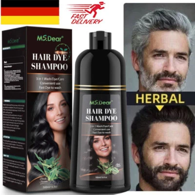 MS.DEAR Schwarz Natur Haarfärbemittel Permanente Haarfarben Shampoo für Grau Haar 500ml