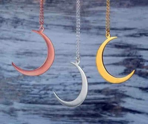 Halskette Silber 925 Rhodium Hypoallergen Mond Pendel Schnürsenkel Geschenk Frau - Bild 1 von 22