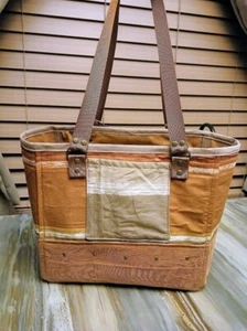 New Western Tote Shopper shoulder Bag Purse Rust Beige Double handle Carryall - Picture 1 of 11