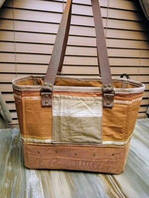 New Western Tote Shopper shoulder Bag Purse Rust Beige Double handle Carryall - Image 1 of 4