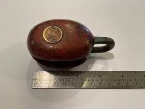 Vtg Antique WOOD/BRONZE Single Block 2 1/2" Nautical Pulley 3/8”Line Great Shape - Bild 1 von 5