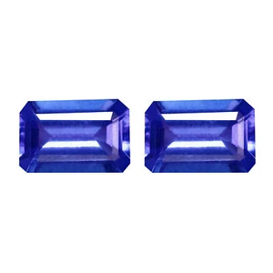 Par de 2 piezas Octagan 5,5 mm 100 % natural AAA púrpura azul tanzanita 1,05 quilates IF Supreme - Imagen 1 de 5