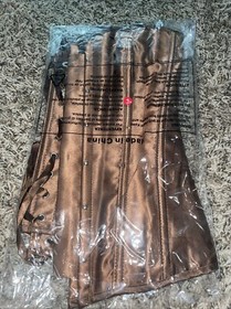 Women Overbust Boned Corset Burlesque Basque Top Lace-Up Costume Siz S Brown