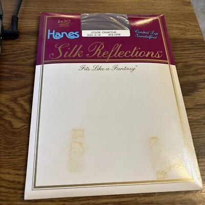 Pantimedias Hanes Silk Reflections 717, parte superior Ctrl, sandalia talla CD, carbón NUEVO Foto 1 de 2