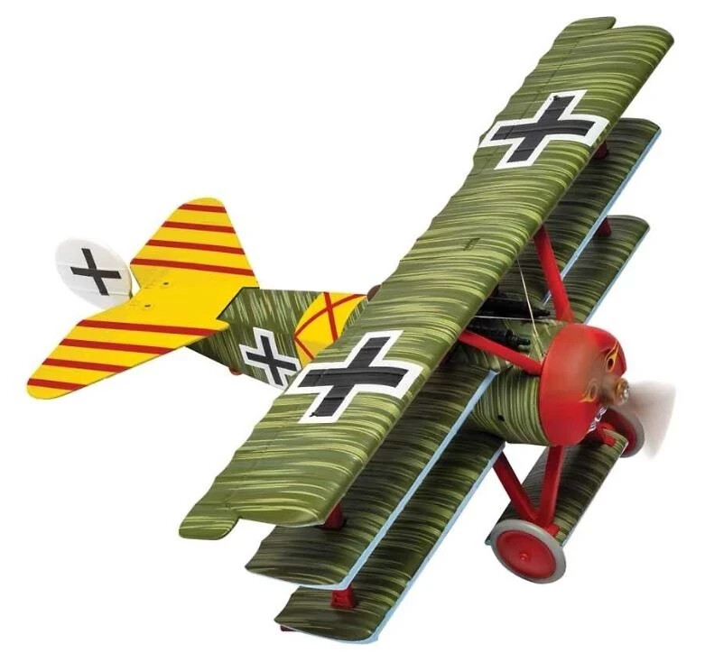 AQMUZE Fokker DR1 Red Baron Modell - 1:72 Metalldruckguss Doppeldecker 8cm