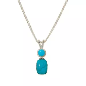 Jay King Sterling Silver Sleeping Beauty Turquoise Pendant & Chain HSN $154 - Picture 1 of 3