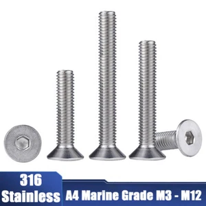 Tornillos avellanados A4 acero inoxidable llave Allen pernos de enchufe M4 M5 M6 M8 M10 M12 - Imagen 1 de 8