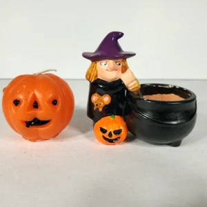 Vintage Unused GURLEY Pumpkin & Colonial Candle Witch Halloween Decoration Lot - Picture 1 of 9