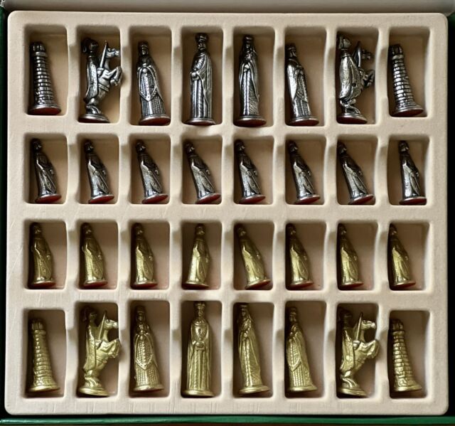 Italian Arabesque Metal Staunton Chess Set by Italfama