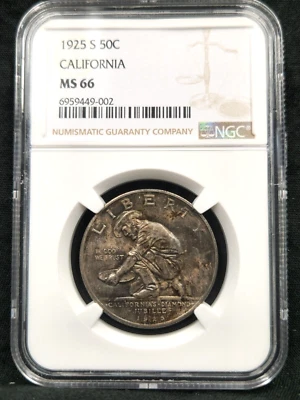 1925-S California Commemorative 50c Silver Half Dollar MS 66 NGC #2840 - Image 1 of 4
